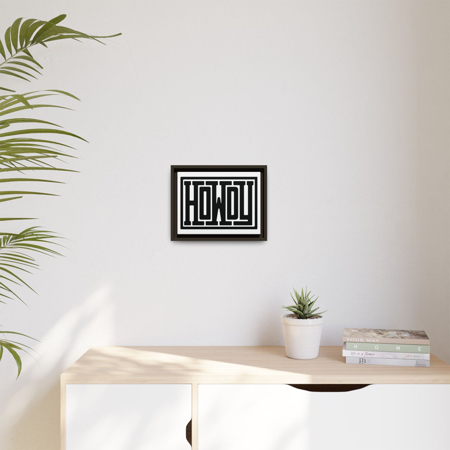 Framed Wall Art - 'Howdy' Canvas - Modern Home Decor, Gift for Coworkers, Farmhouse Style Sign, Inspirational Art