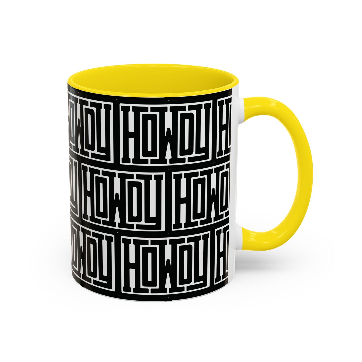 Howdy Bold Typography Accent Coffee Mug, Funny Ceramic Cup, Unique Drinkware, Office Gift, Coffee Lover's Mug