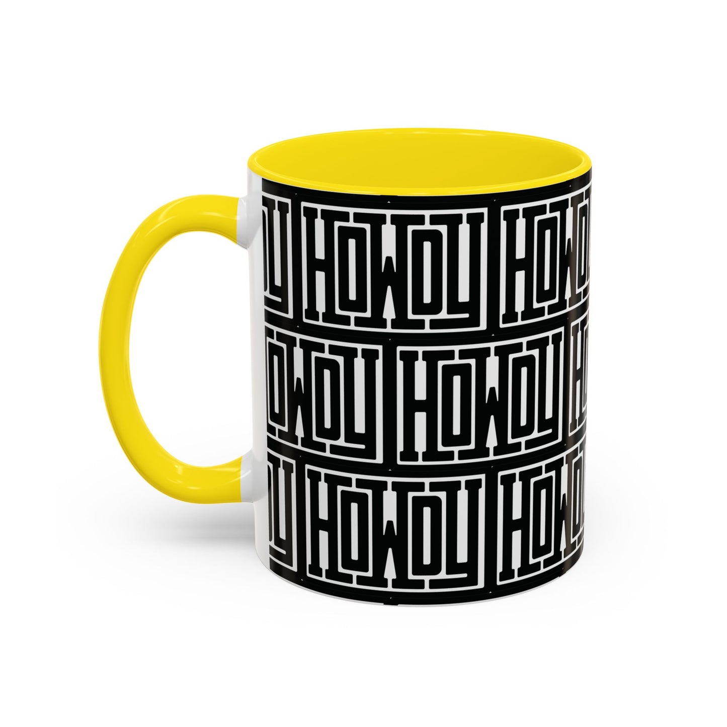 Howdy Bold Typography Accent Coffee Mug, Funny Ceramic Cup, Unique Drinkware, Office Gift, Coffee Lover's Mug