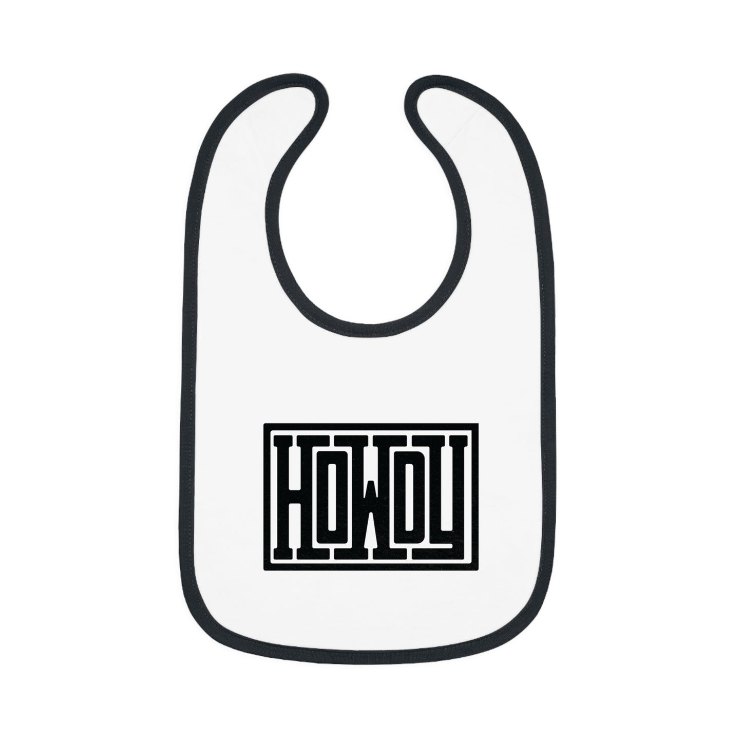 Howdy Baby Bib - Cute Contrast Trim Jersey Bib, Baby Shower Gift, Infant Feeding Accessory, Personalized Bib, Modern Child's Apparel