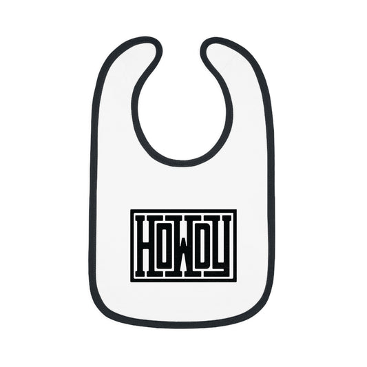 Howdy Baby Bib - Cute Contrast Trim Jersey Bib, Baby Shower Gift, Infant Feeding Accessory, Personalized Bib, Modern Child's Apparel