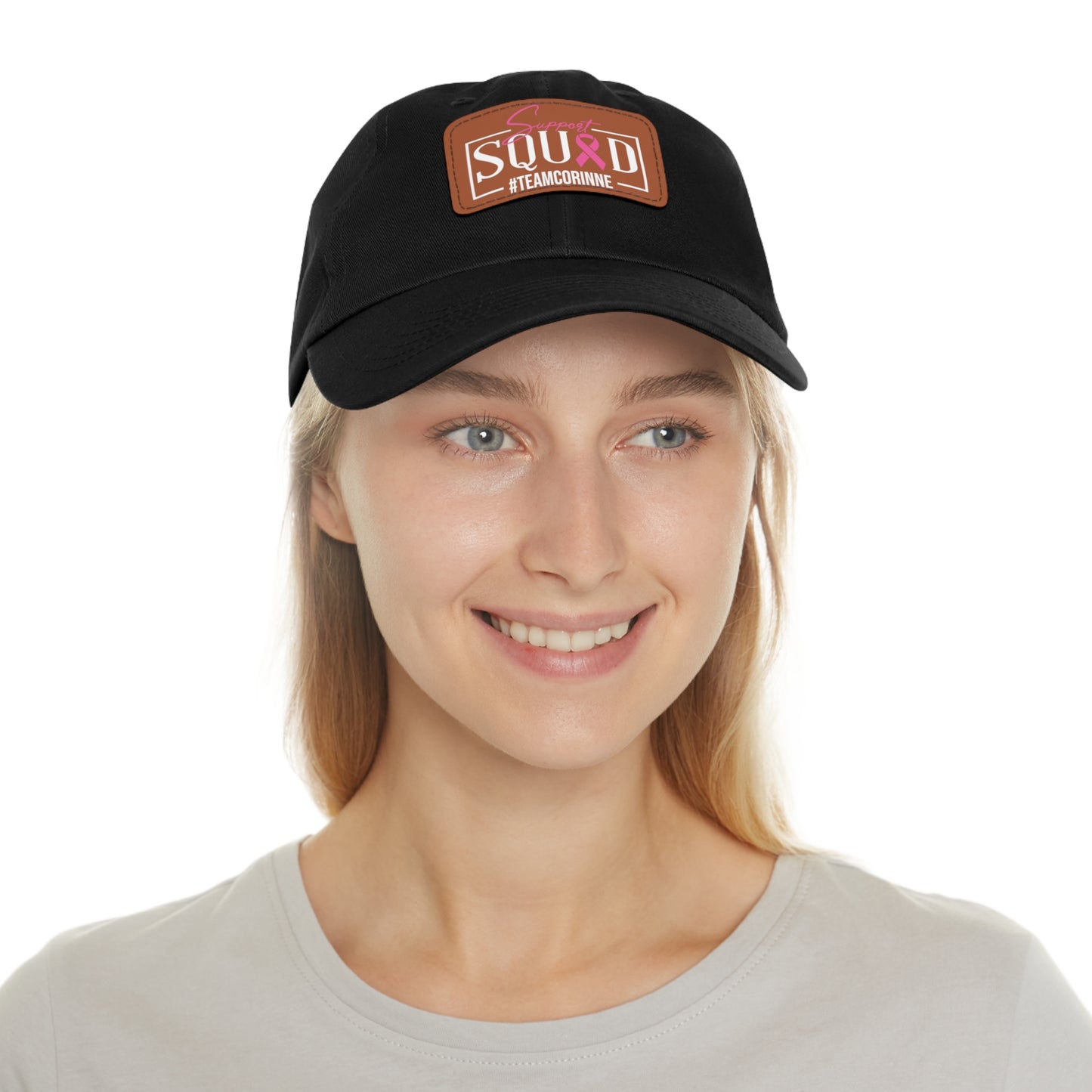 Support Squad Dad Hat with Leather Patch - #TeamCorinne