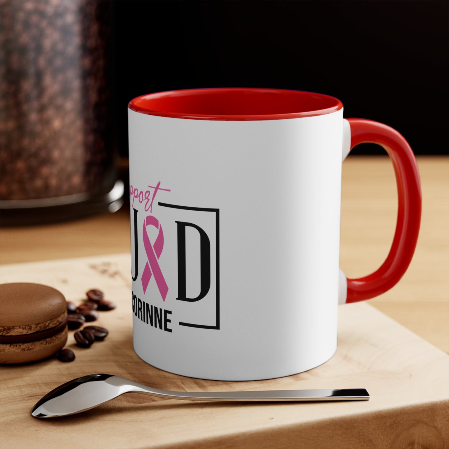 Support Squad Pink Accent Mug - #TeamCorinne