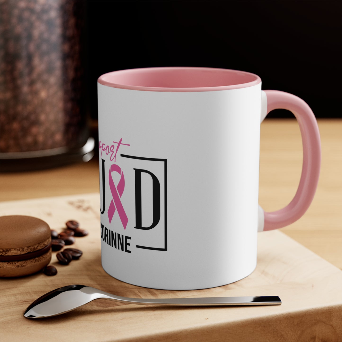 Support Squad Pink Accent Mug - #TeamCorinne