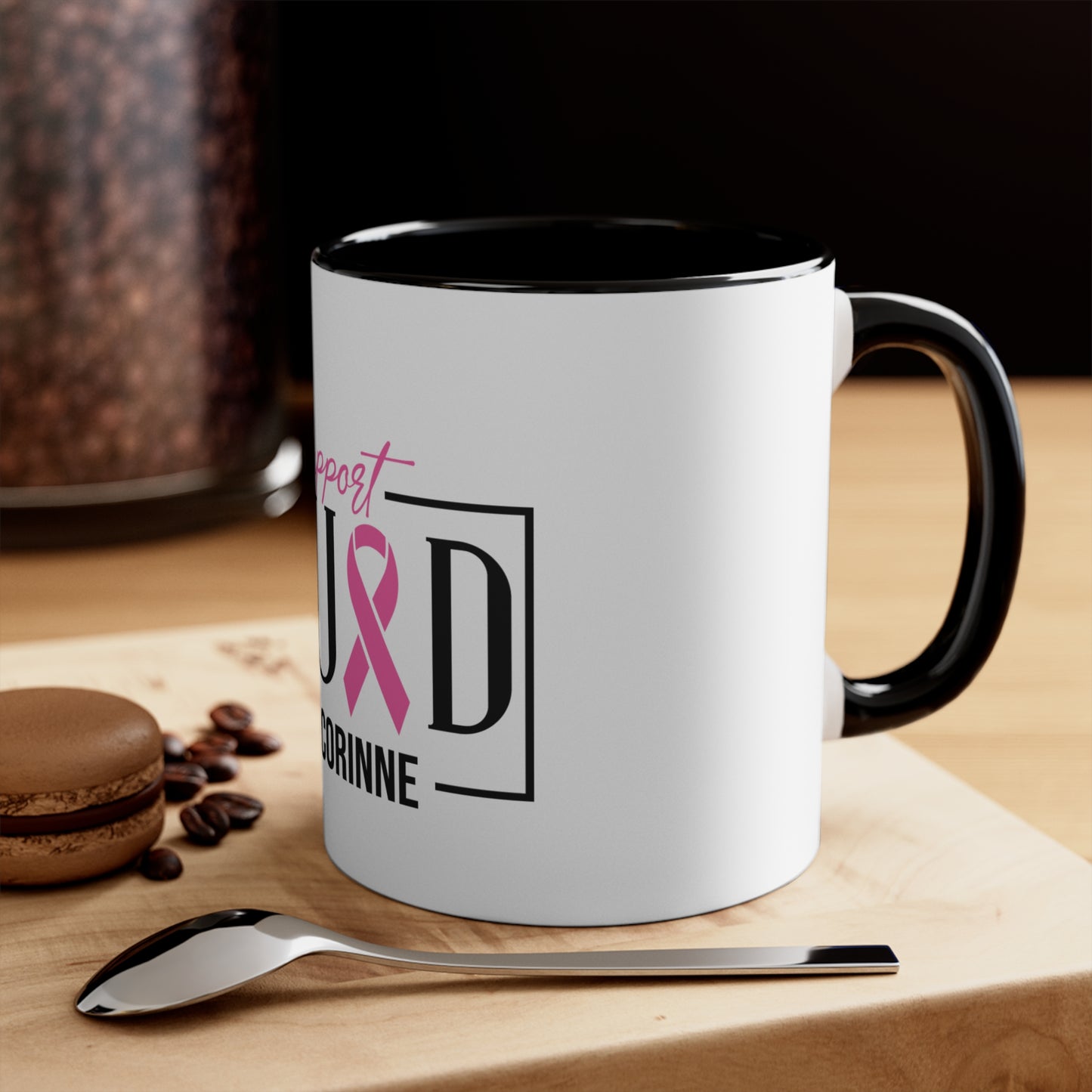 Support Squad Pink Accent Mug - #TeamCorinne