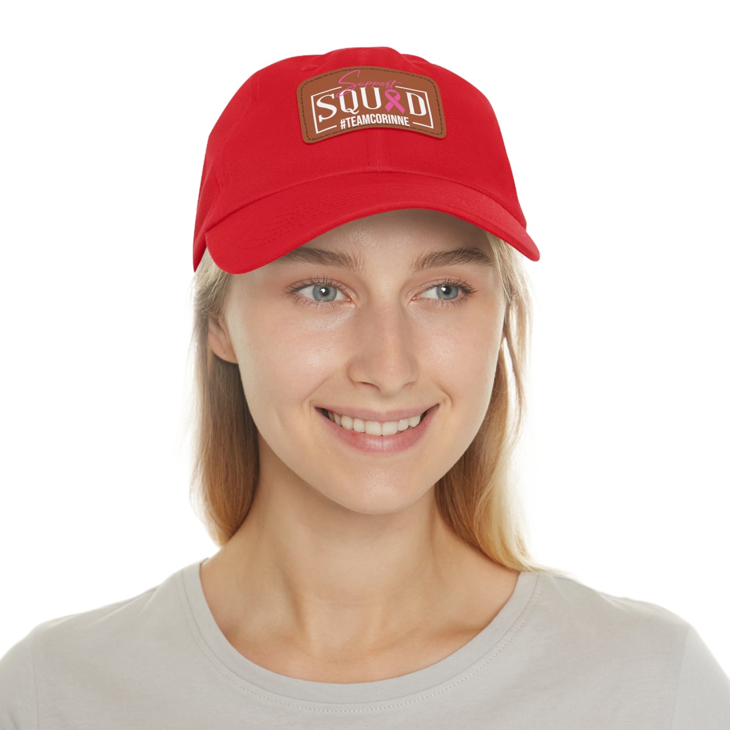 Support Squad Dad Hat with Leather Patch - #TeamCorinne
